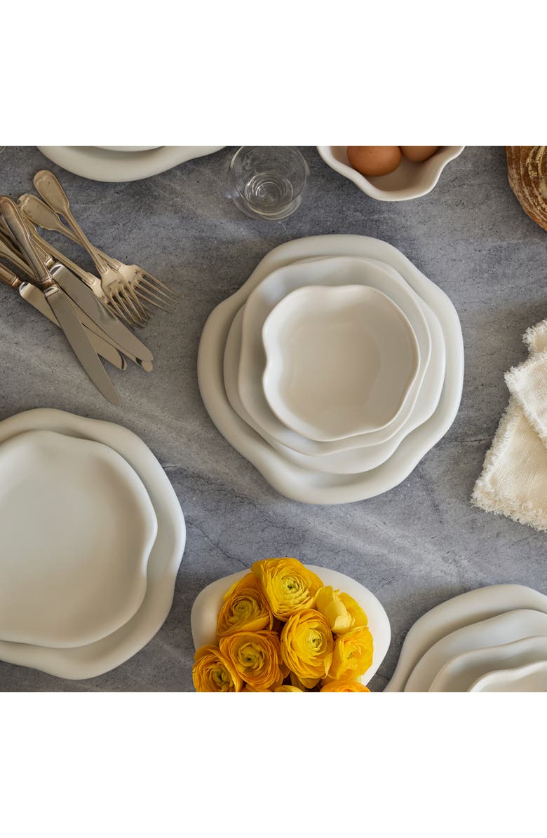 LEMIEUX ET CIE Amorphous Stoneware Dinner Plate Set, Alternate, color, White
