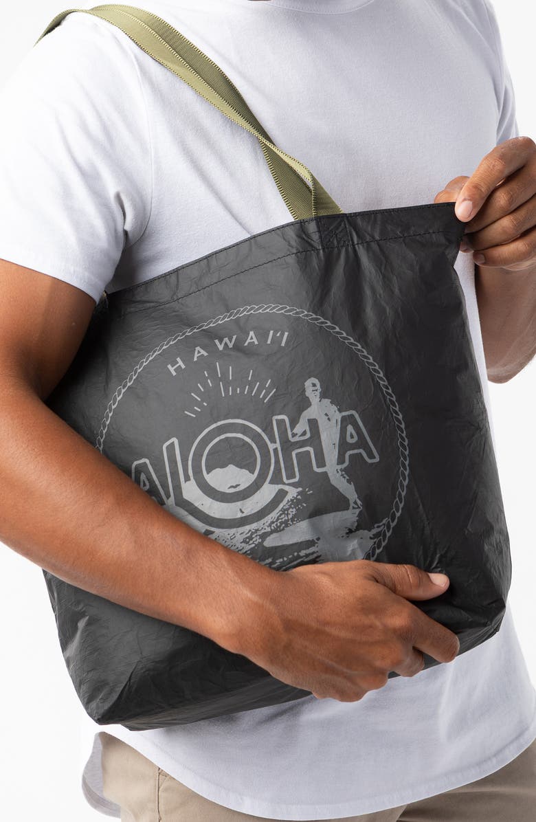 Aloha Collection Waikiki Seal Reversible Tote Bag, Alternate, color, Charcoal/ Black