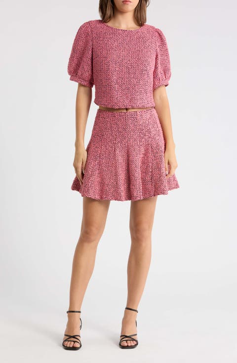 Jenavy Tweed Flare Miniskirt