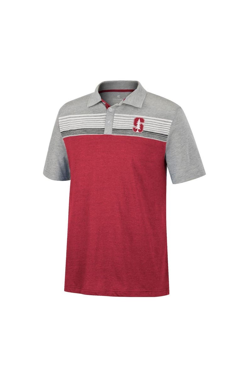 COLOSSEUM Men's Colosseum Cardinal/Heathered Gray Stanford Cardinal Caddie Polo, Alternate, color,