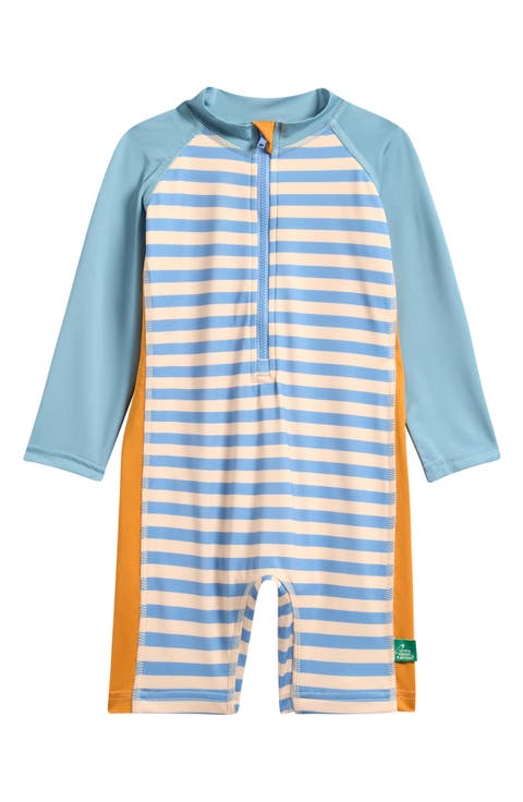 Kids' Stripe Colorblock Long Sleeve One-Piece Rashguard Swimsuit (Baby & Toddler)