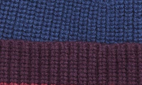 Kurt Geiger London Rainbow Stripe Chunky Knit Cuff Beanie In Blue