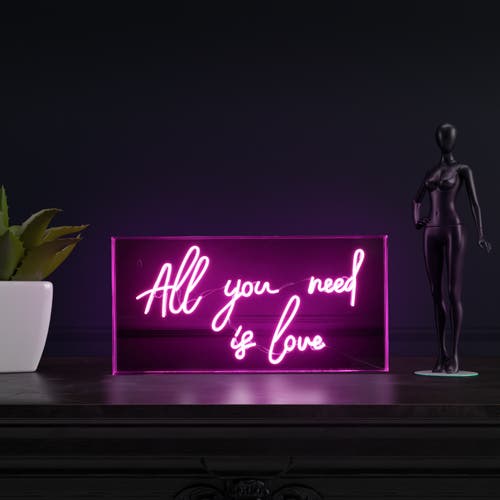Jonathan Y All You Need Is Love 23.63" X 11.75" Contemporary Glam Acrylic Box Usb Operated Led Neon Light In Pink