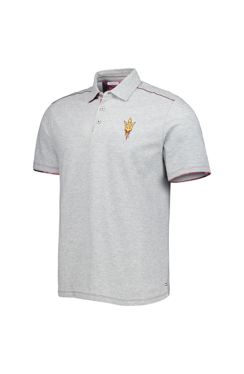 Tommy Bahama Men's Tommy Bahama Heathered Gray Arizona State Sun Devils IslandZone Tailgater Polo, Alternate, color,