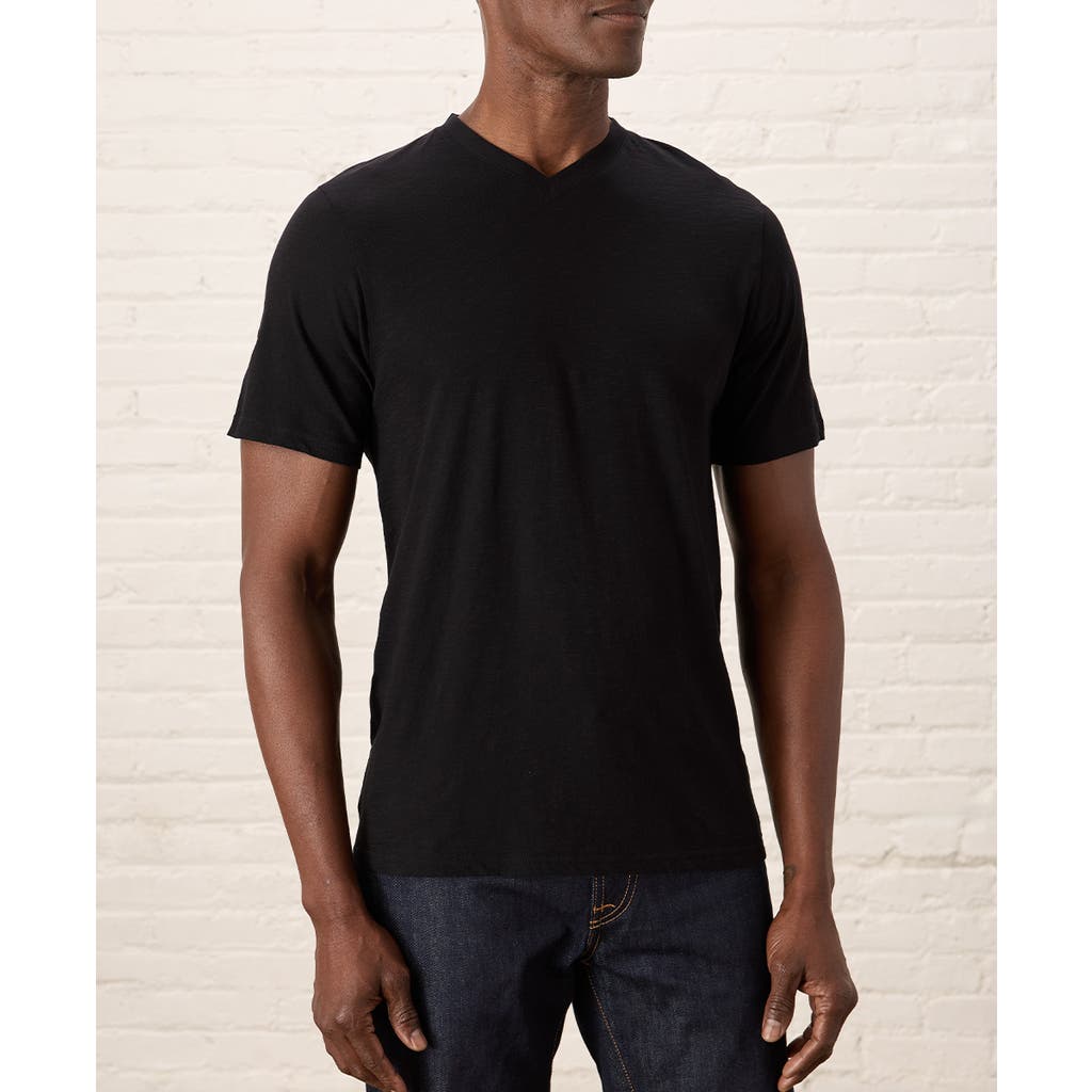 Pact Organic Cotton Featherweight Slub V-neck Tee In Black