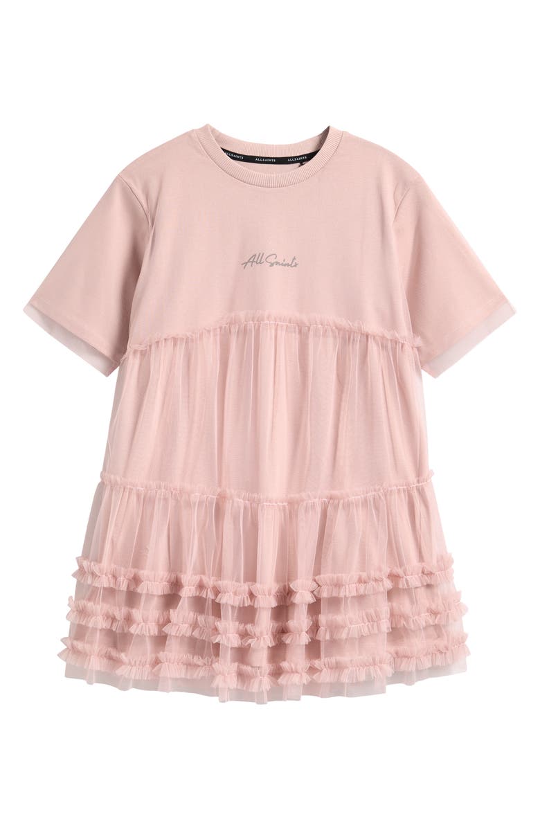 smALLSAINTS by ALLSAINTS Kids' Mesh Skirt T-Shirt Dress, Main, color, Pink