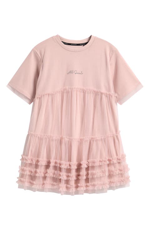 Kids' Mesh Skirt T-Shirt Dress (Little Kid & Big Kid)