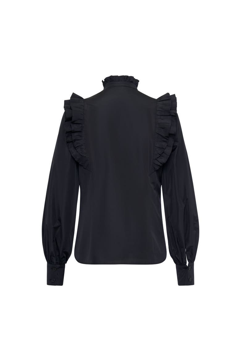 Taffeta Blouse With Plissee Details, Alternate, color, Black