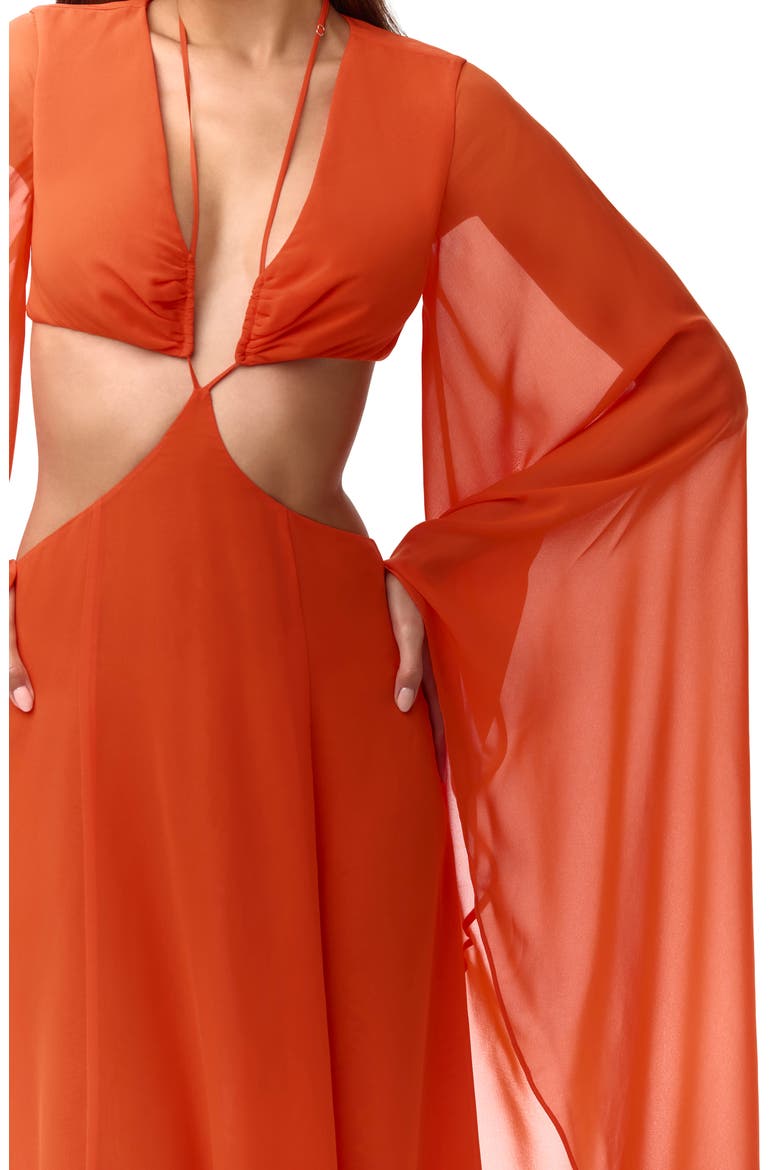 Cutout Maxi Dress, Alternate, color, TANGERINE