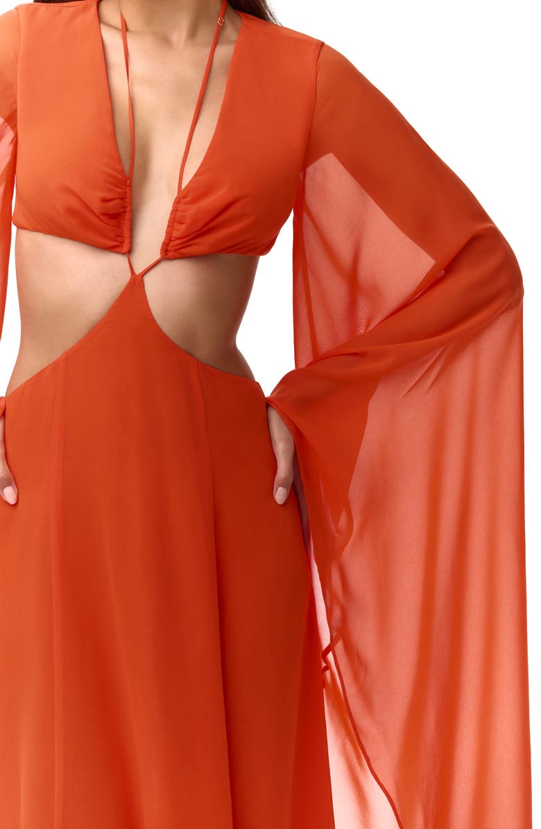 Naked Wardrobe Cutout Maxi Dress, Alternate, color, Tangerine