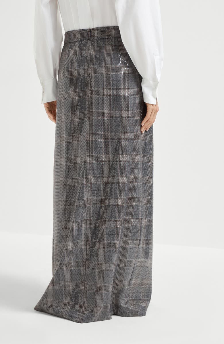 Brunello Cucinelli Prince of wales skirt with embroidery, Alternate, color, Anthracite