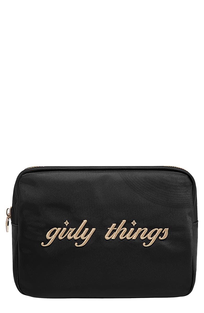 Stoney Clover Lane Large Girly Things Nylon Pouch, Main, color, Noir