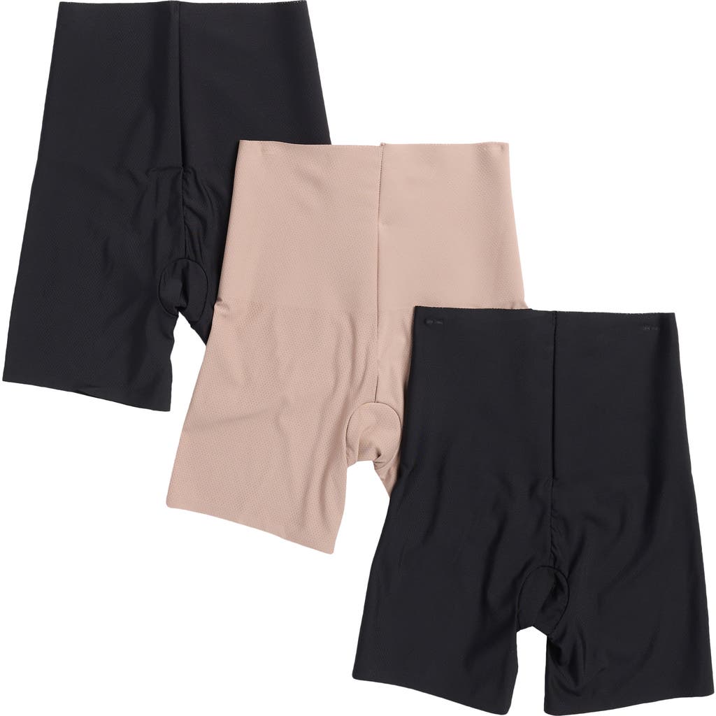 Shop Skinny Girl 3-pack Perforated Shaping Shorts In Black/rose Sand/black