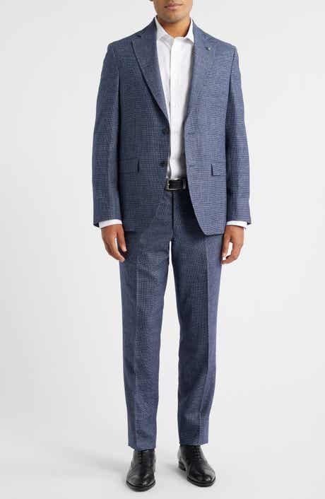 Jack Victor Montana Mid Blue Textured Super 120s Wool Suit