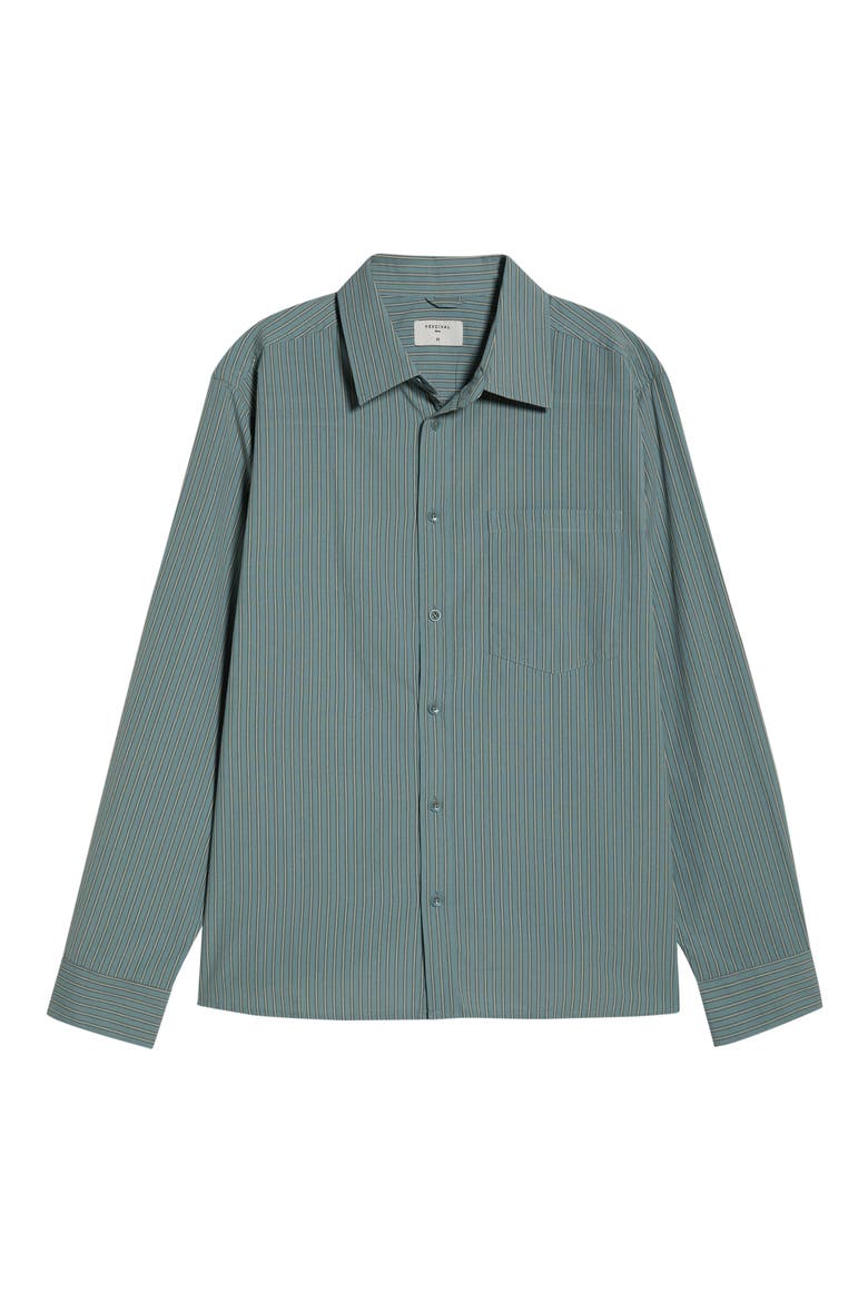 Clancy Stripe Cotton Button-Up Shirt, Main, color, BLUE