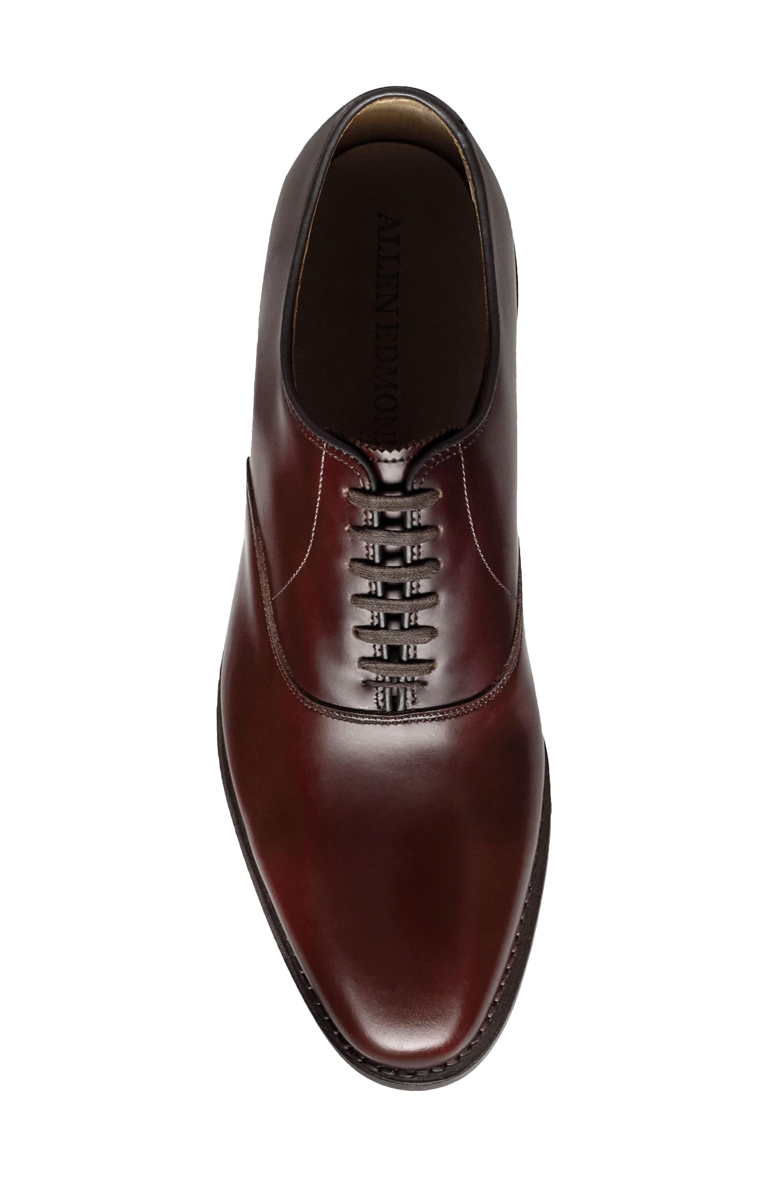 Carlyle Plain Toe Leather Oxford, Alternate, color, BURGUNDY
