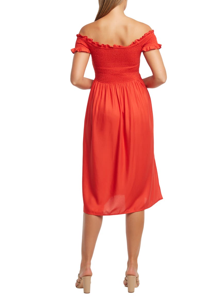 Cindy Off the Shoulder Dress, Alternate, color, POPPY RED
