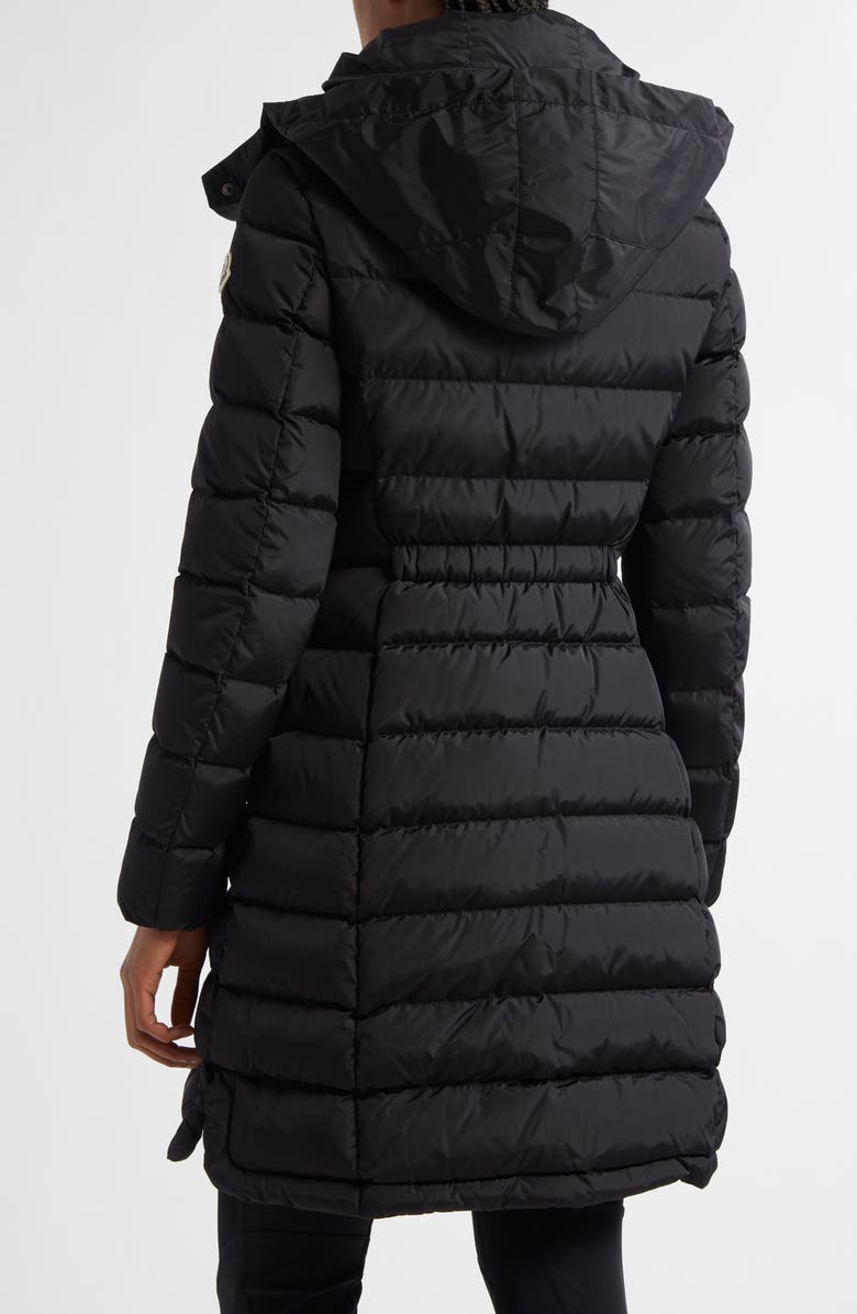 Moncler Flammette Down Coat, Alternate, color, Black/Black