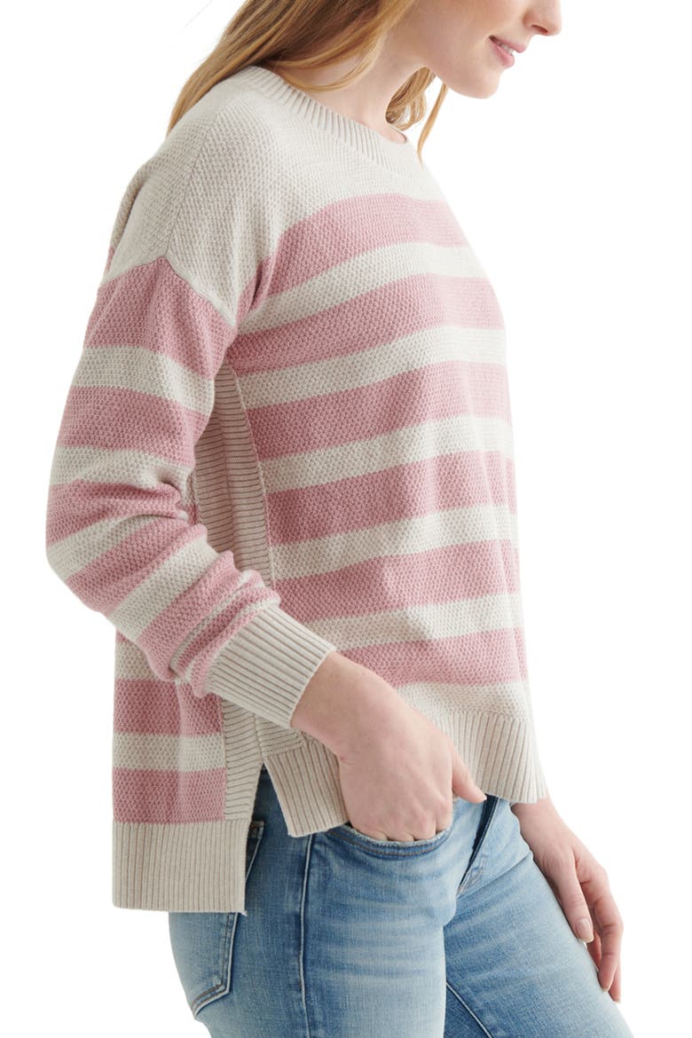 Textured Cotton Sweater, Alternate, color, PINK STRIPE