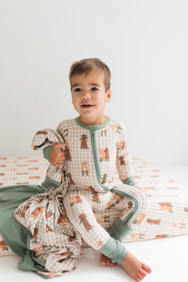 Pup Friends Zipper Romper, Alternate, color, Green Pup Friends