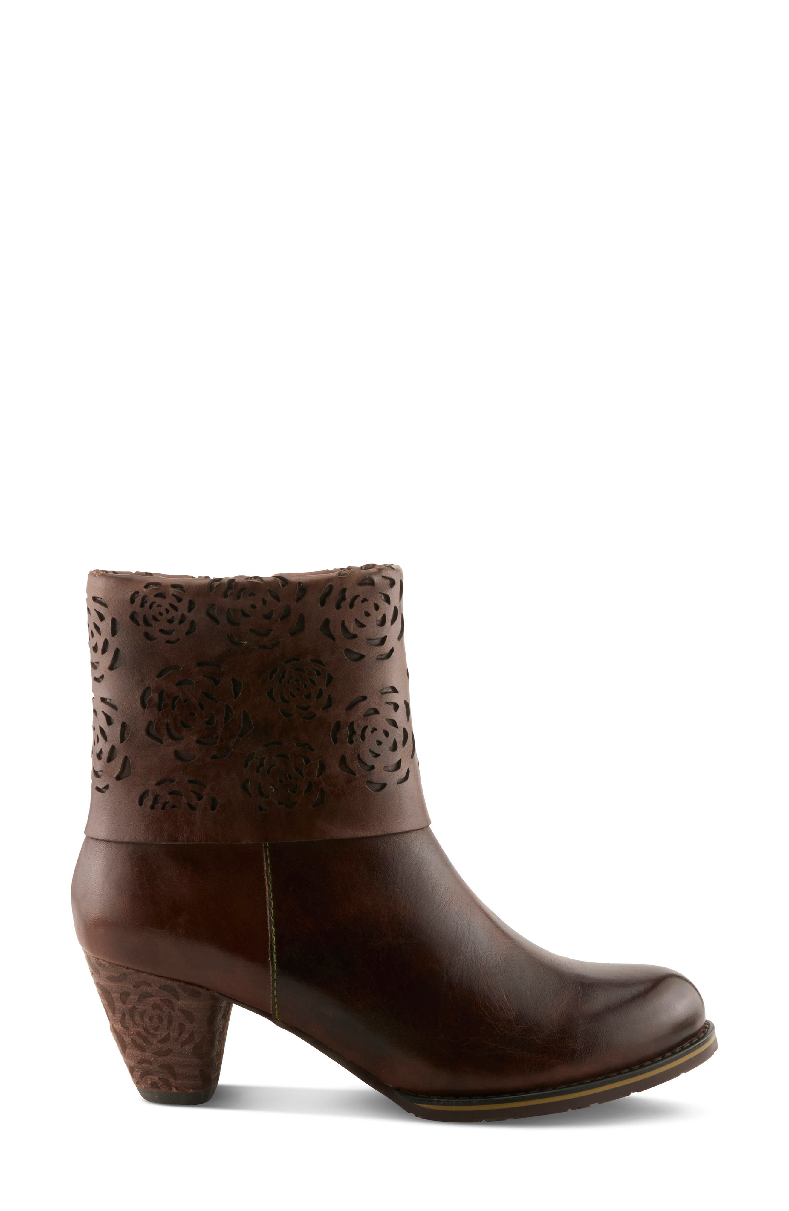 Kissofarose Leather Bootie, Alternate, color, DARK BROWN