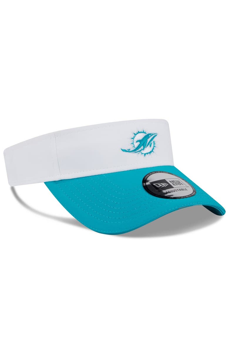 Men's New Era  White/Aqua Miami Dolphins 2025 NFL Training Camp Adjustable Visor, Alternate, color, White