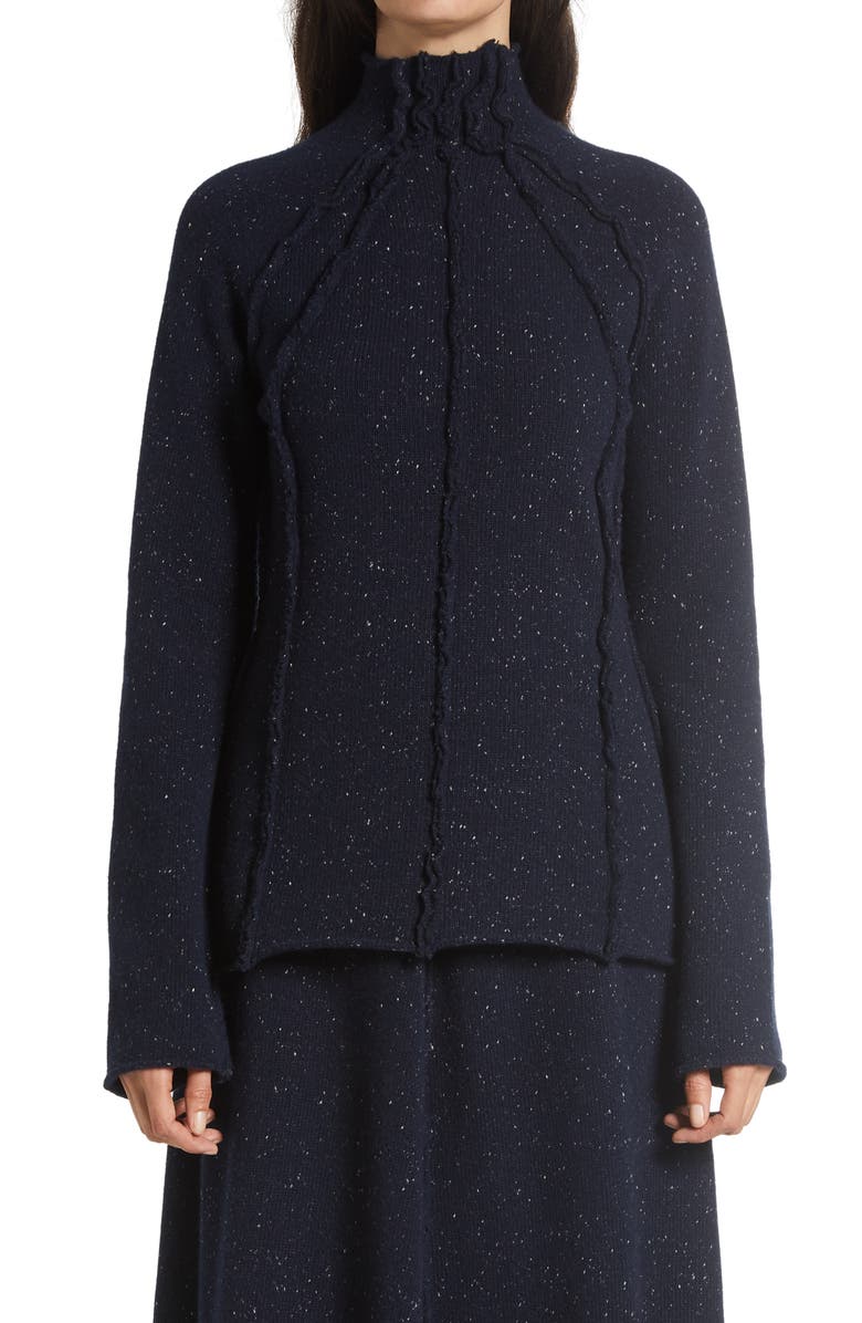 The Row Adamy Mock Neck Exposed Seam Wool Sweater, Main, color, 