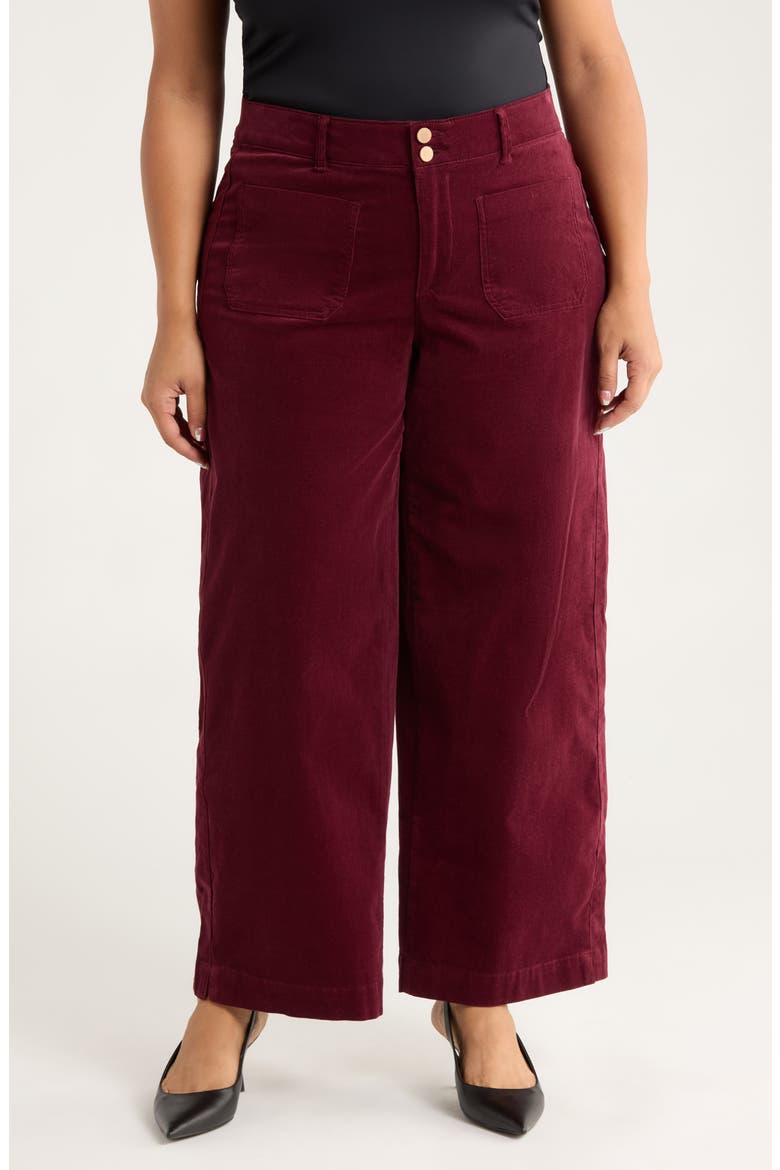 Emma Patch Pocket High Waist Wide Leg Corduroy Pants, Main, color, PLUM