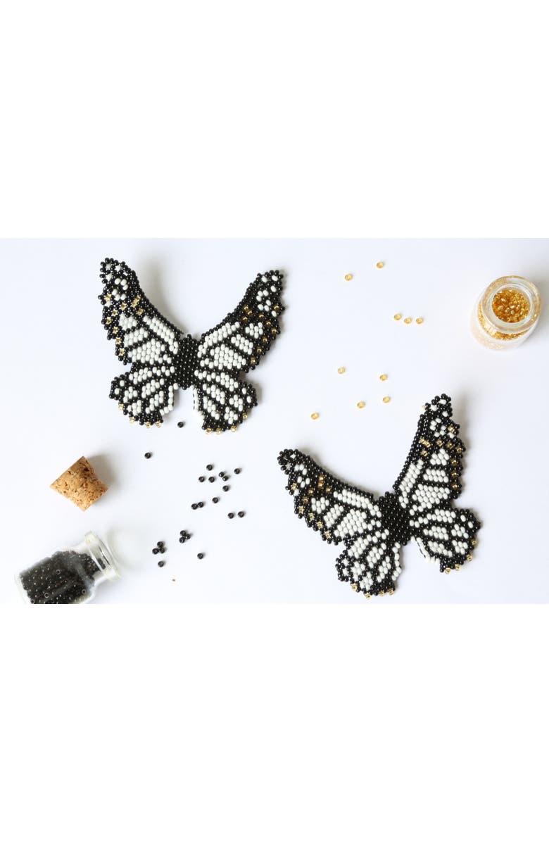 Fosterie Butterfly White Embera Earrings, Alternate, color, White