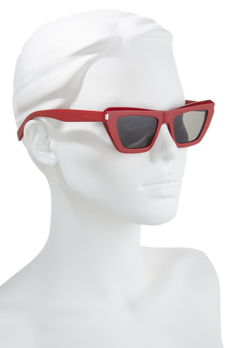 Saint Laurent 52mm Cat Eye Sunglasses, Alternate, color, Red Grey