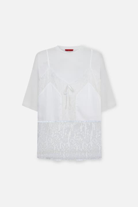 Daydreamers Mini T Shirt Dress With Lace And Satin Details