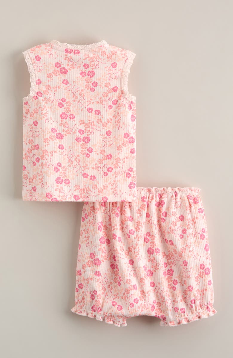 Nordstrom Lace Trim Cotton Rib Tank & Bloomers Set, Alternate, color, Pink Heaven Dense Disty