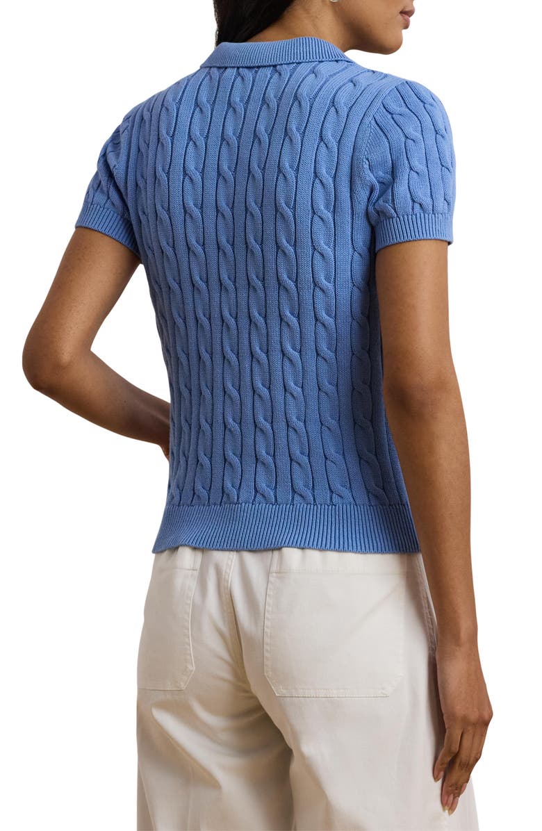 Lauren Ralph Lauren Cable Short Sleeve Cotton Polo Sweater, Alternate, color,