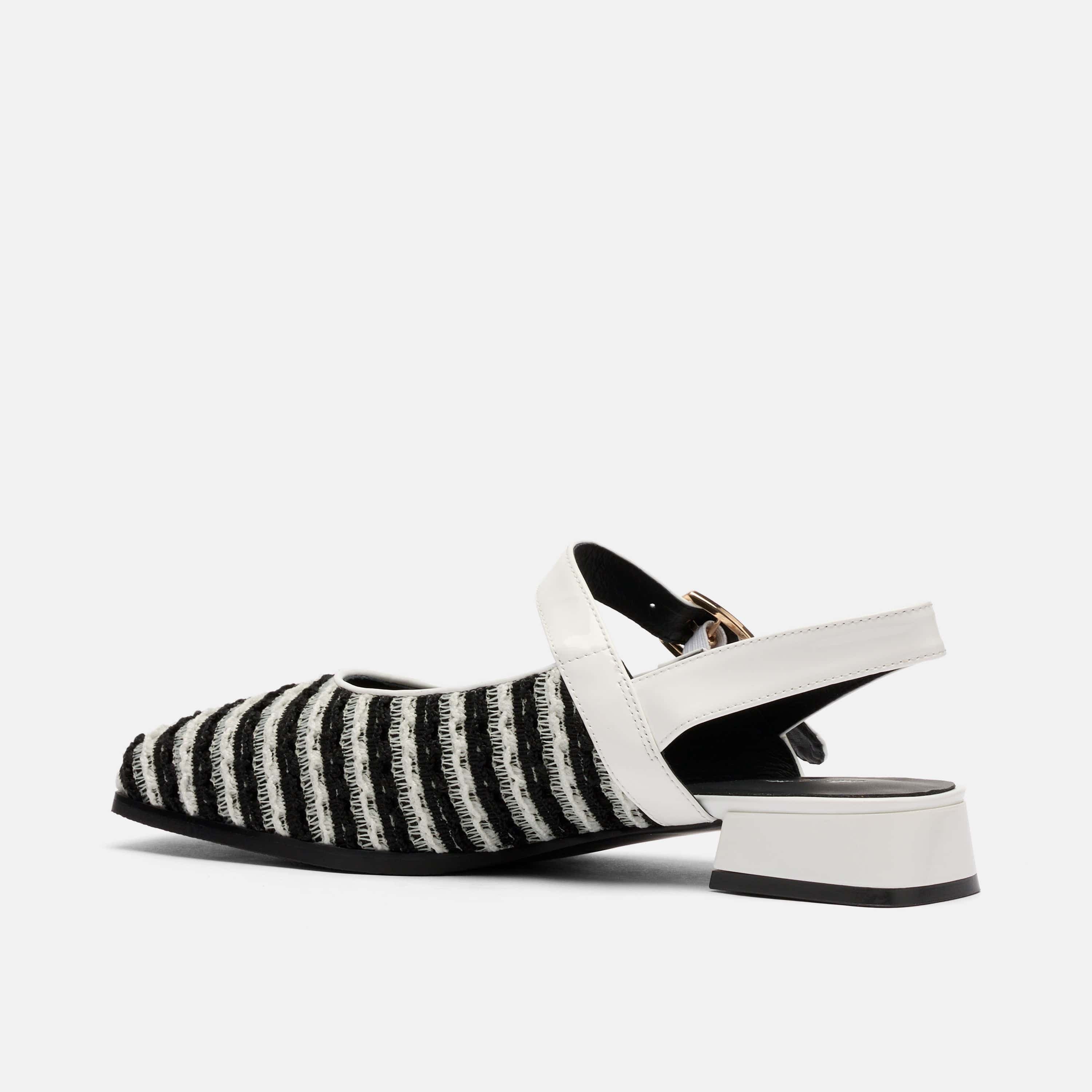 MARC NOLAN Cora Leather Mary Jane Lug Slingbacks, Alternate, color, White/Black