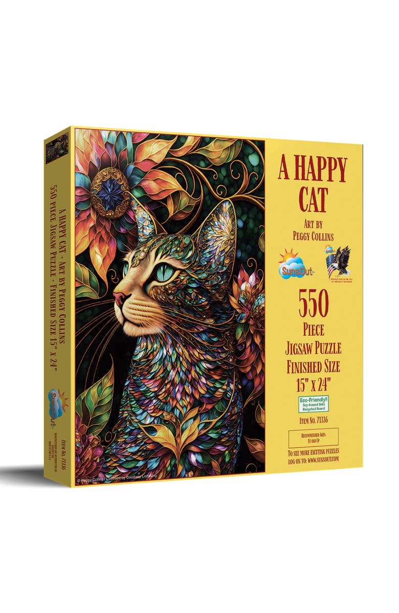 Sunsout A Happy Cat 550 piece Jigsaw Puzzle for Adults, Main, color, Multicolor
