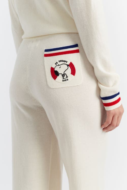 Shop Chinti & Parker Snoopy Nautical Wide Leg Wool Cashmere Pants In Cream/multi