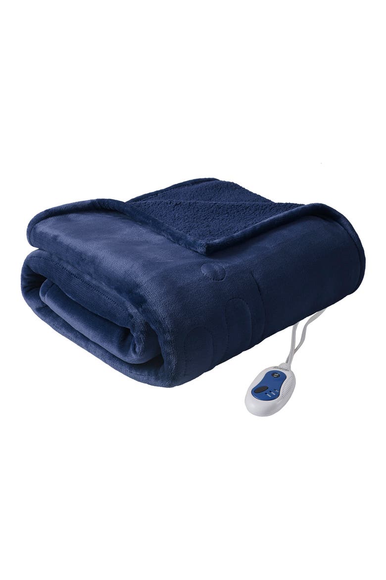 Heated Oversized Throw Blanket, Main, color, INDIGO