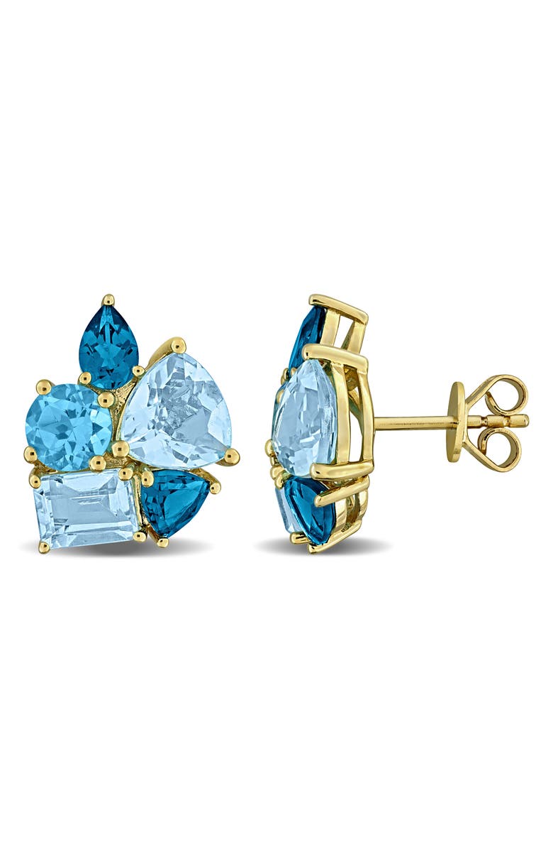 DELMAR Sky Blue Topaz & London Blue Topaz Stud Earrings, Main, color, Blue