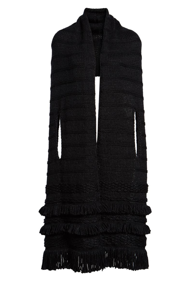 Chunky Cape Scarf, Alternate, color, BLACK