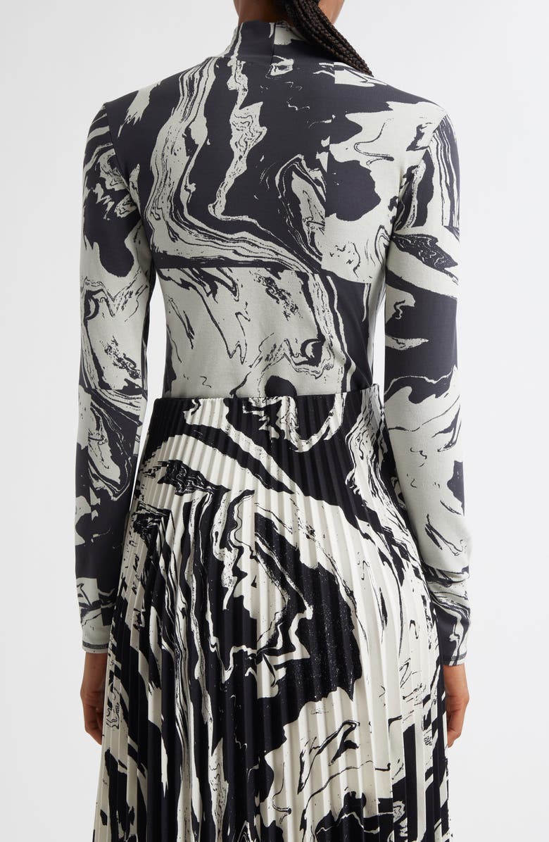 Marimekko Marras Marbleized Cotton Blend Turtleneck Top, Alternate, color, Off White Black