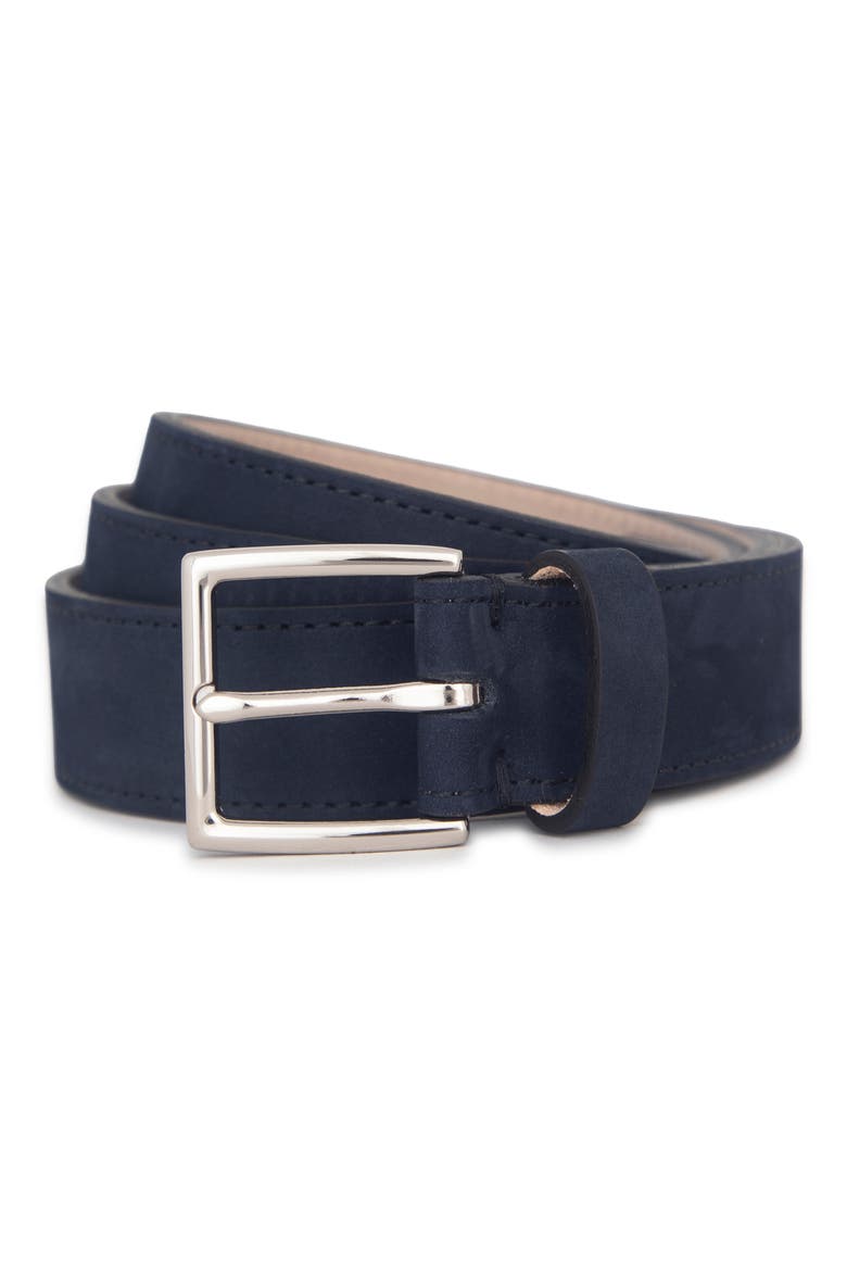 Nubuck Leather Belt, Alternate, color, COASTAL/ PALLADIUM