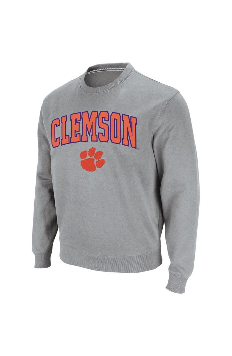COLOSSEUM Men's Colosseum Heathered Gray Clemson Tigers Arch & Logo Crew Neck Sweatshirt, Alternate, color, Heather Gray