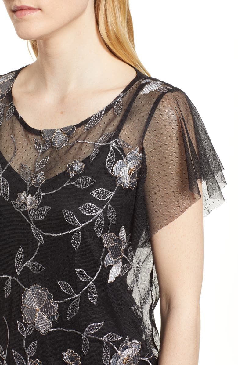 Vince Camuto Embroidered Swiss Dot Blouse, Alternate, color, 