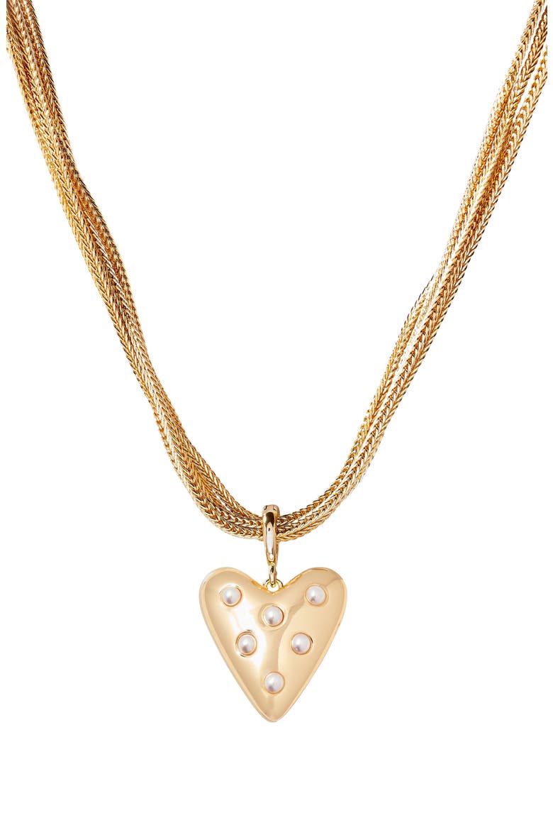 Bianca Faux Pearl Heart Pendant Necklace, Main, color, GOLD