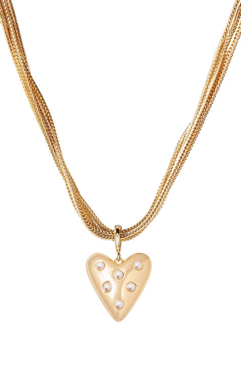Bianca Faux Pearl Heart Pendant Necklace