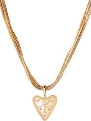 Brook and York Bianca Faux Pearl Heart Pendant Necklace