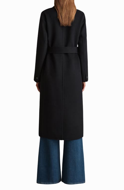 Reiss Maeve Belted Double Breasted Wool Blend Coat In Black