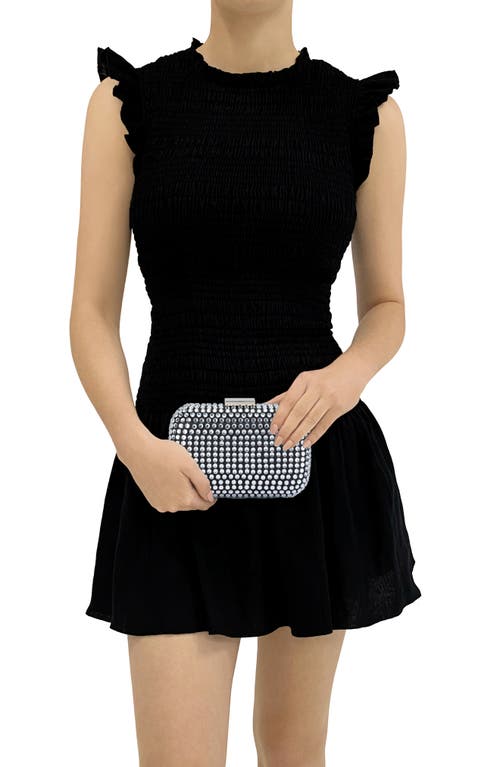 Olga Berg Caydence Hot Fix Crystal Clutch In Metallic