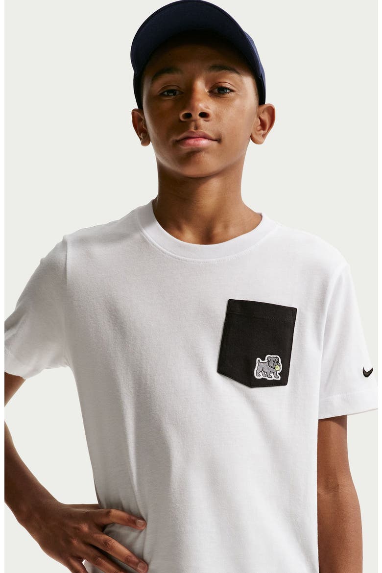 Kids' Sportswear Pocket T-Shirt, Alternate, color, WHITE/ BLACK