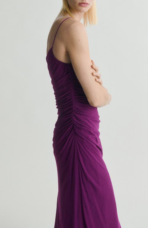 Mango Asymmetrical Dress With Gathered Sides Purple In Purple